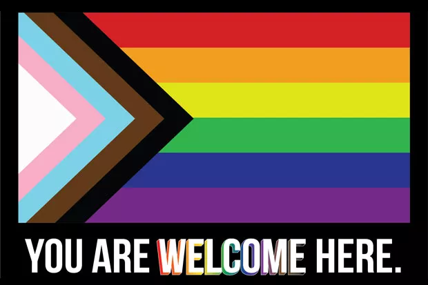 The "Progress" Pride Flag, designed to be inclusive to trans, LGBTQ+ and people of color. - COURTESY OF OUT CENTRAL OREGON