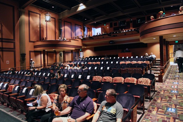 The Tower Theatre in downtown Bend has a maximum capacity of 80 people per show including performers, volunteers and audience members. The staff marks off seats with cloth coverings before the shows to isolate the audience into pods. - LARRY ROSENBERG