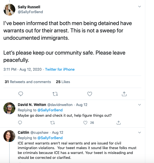 Mayor Sally Russell's tweet from 3:11 pm Wednesday. - TWITTER/@SALLYFORBEND