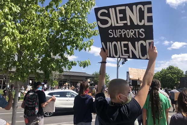 In late May, Central Oregonians gathered in downtown Bend for the first of what would turn into a summer of demonstrations centered around justice for George Floyd and other Black people killed at the hands of police. - NICOLE VULCAN