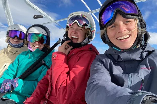 I love my snowboard... and my split board—but getting together with a lady shred crew is what life is all about. - K.M. COLLINS
