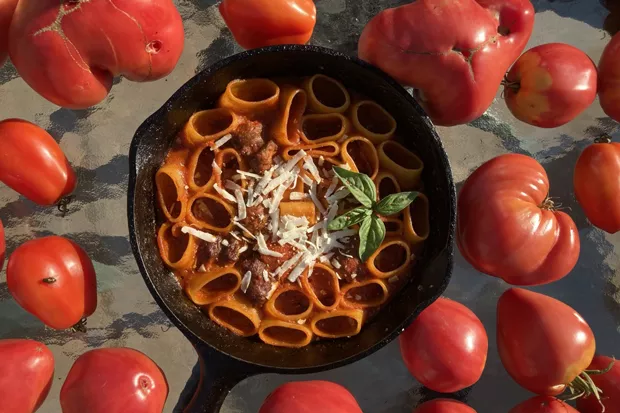 Pasta Clemenza made with cannoli-like pasta. - ARI LEVAUX