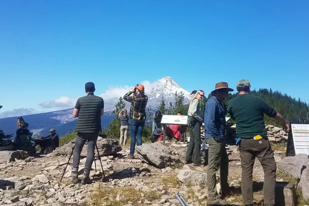 The view from Bonney Butte keeps hawk watchers engaged even on slow days. - COURTESY OF HAWKWATCH INTERNATIONAL