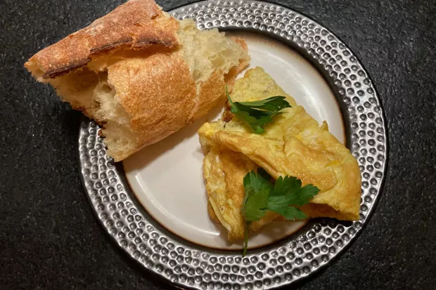 The perfection of scrambled eggs with a simple baguette. - ARI LEVAUX