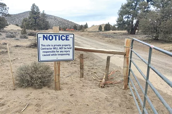 A sign posted outside the construction area of the proposed Thornburgh Resort southwest of Redmond. - JACK HARVEL