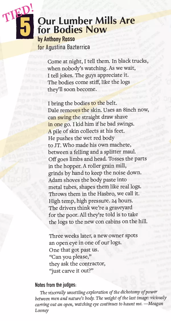 POEM BY BY ANTHONY ROSSO WRITTEN FOR AGUSTINA BAZTERRICA