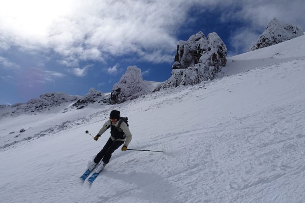 Reese Shepard skiing the Pinnacles at Mt. Bachelor on Saturday Sept. 23. Photography by Rex Shepard, @ rexshepard on instagram. - REX SHEPARD