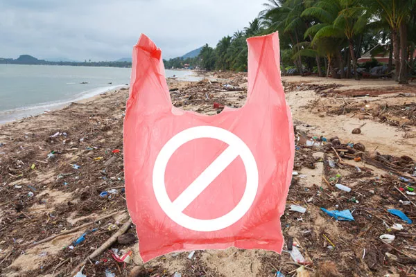 There's not much surf, but the discarded plastic sure is up on this blighted beach in Thailand. - CANSTOCKPHOTO.COM