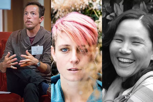 From left, MFA faculty TC Tolbert, Laura Winberry, Jennifer Tseng. - SUBMITTED