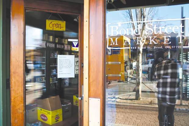 On Thursday, Nov. 8, workers cleared out the Bond Street Market. The bodega served downtown Bend for over 7 years, but is moving because of an "exponential increase" in rent, according to owner Rian Steen. - CHRIS MILLER