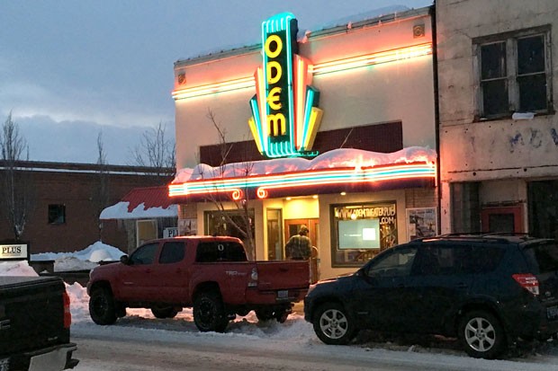 The new, brightly lit Odem Theater sign features the letters from the original, 1930s-era sign. - SUBMITTED