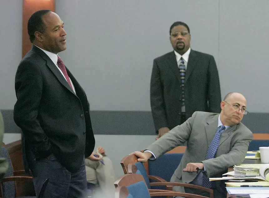 O.J. Simpson (left) and Charles Ehrlich (seated) in court for a preliminary hearing in Las Vegas in 2007 - PHOTO BY STEVE MARCUS/GETTY IMAGES