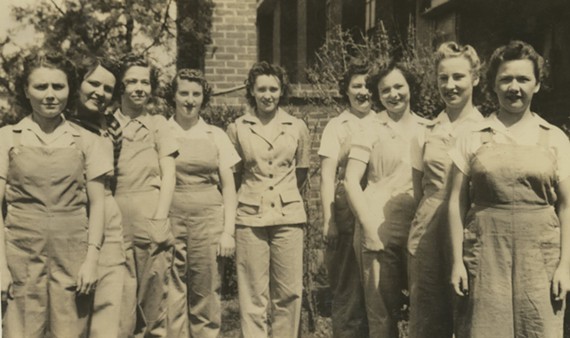 Kings Mountain’s own “Rosie the Riveters” - ‘The Old Mountaineer’ newsletter sent news from home via the Margrace and Pauline Mills in Kings Mountain to the men and women serving in World War II.  This photo, from the June 28, 1943 issue, notes: “Sending along a photo of some of the girls holding down your jobs.”