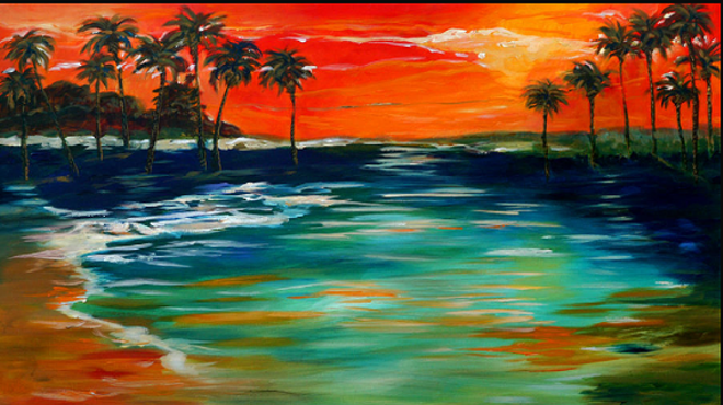 Sip & Paint Saturdays (Wine Provided, Lesson: "Beach Sunset w/ Palm Trees"