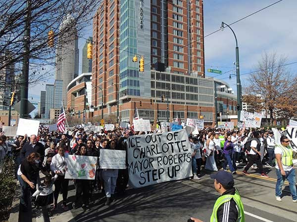 Nearly 8,000 people showed up for the Day Without Immigrants march in February.