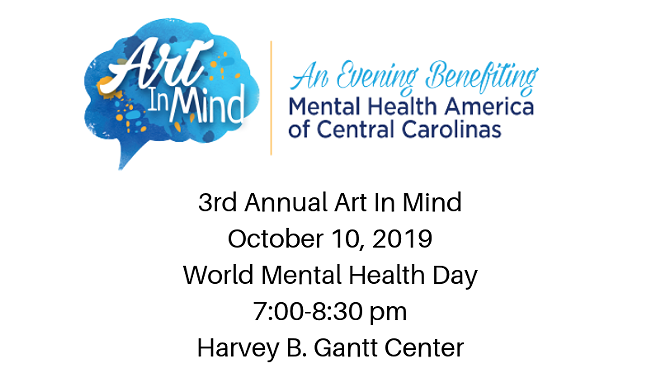 3rd Annual Art In Mind Event Benefiting Mental Health America of Central Carolinas