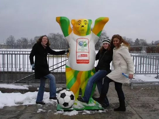 A Buddy Bear I spotted outside of Berlins Olympic Stadium.