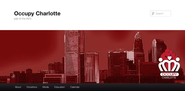 A screenshot from Occupy Charlotte's website