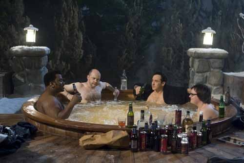 A WHOLE NEW WHIRL: Nick (Craig Robinson), Lou (Rob Corddry), Adam (John Cusack) and Jacob (Clark Duke) land themselves in hot water in Hot Tub Time Machine. (Photo: Paramount)