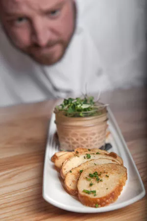 Ben Philpott of Block and Grinder with Chicken Liver Mousse