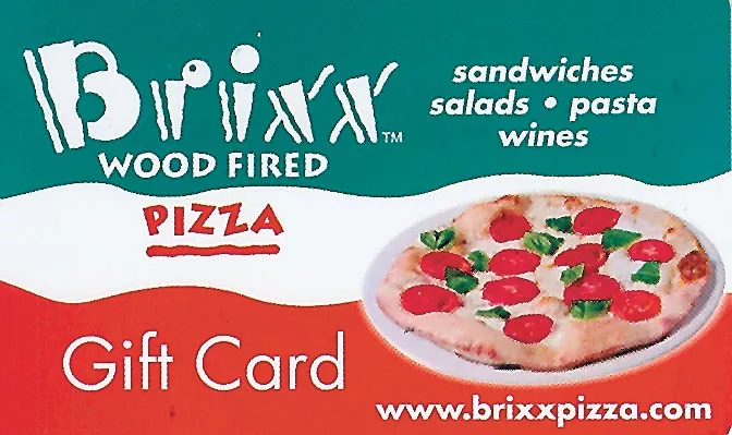 Brixxs Pizza - Gift Card- Brixx gift cards make a perfect - gift for everyone: one size fits all, any dollar amount. Quantity discounts available. Ask how you can win $1,000 Brixx gift card. - Dilworth: 704-347-2749. Birkdale: 704-894-0044. South Park: 704-295-0707. Blakeney: 704-940-2011. Open late Monday-Saturday until 1 a.m, Sunday until 11 p.m. - www.brixxpizza.com - Credit cards accepted