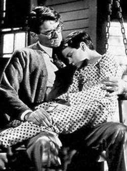 UNIVERSAL - BY THE BOOK Gregory Peck and Phillip Alford in - To Kill a Mockingbird, one of the films included - in the upcoming Novel Film Concept Weekend - presented by The Light Factory
