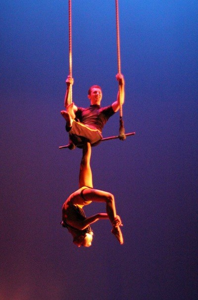 Calouche & Co.s Ulia OHara and Jim Reynolds on trapeze.