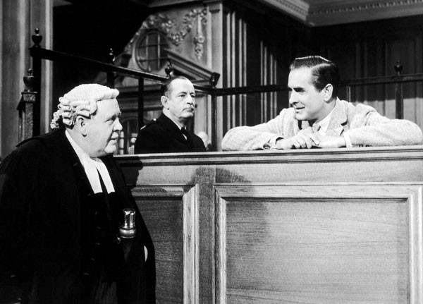 Charles Laughton (left) and Tyrone Power (right) in Witness for the Prosecution (Photo: MGM)