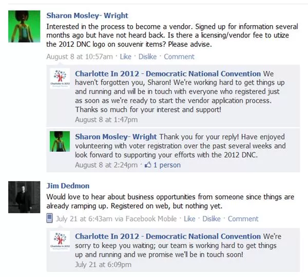 Charlotte in 2012 only seems to respond on Facebook when theyre apologizing for not being responsive. Lame.