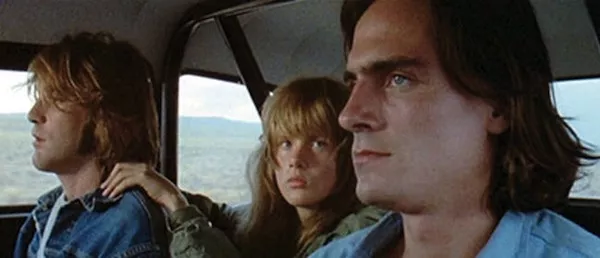 Dennis Wilson, Laurie Bird and James Taylor in Two-Lane Blacktop (Photo: Criterion Collection)