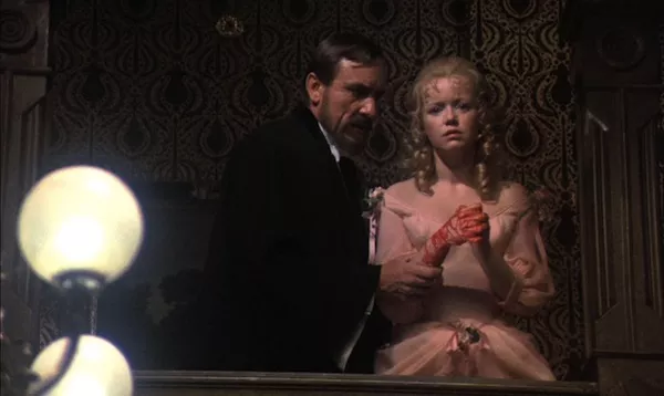 Eric Porter and Angharad Rees in Hands of the Ripper (Photo: Synapse Films & DVDBeaver)