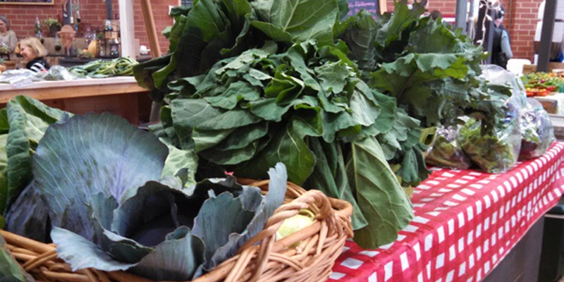 (from left to right) Cabbage, collards and kale from Rowland's Row
