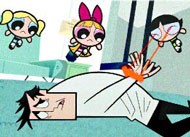 GIRL POWER Professor Utonium gets rescued by Bubbles, Blossom and Buttercup in The Powerpuff Girls Movie.