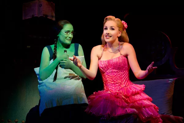 GREEN WITH ENVY: Christine Dwyer as Elphaba and Jeanna de Waal as Glinda in Wicked