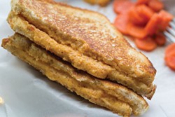 LOGAN CYRUS - Grilled pimento cheese sandwich at Two on Earth