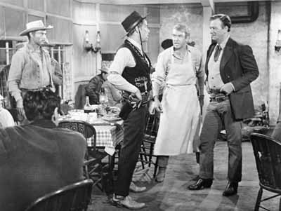 HOW THE WEST WAS FUN: Lee Marvin, James Stewart and John Wayne star in the irresistible Western The Man Who Shot Liberty Valance