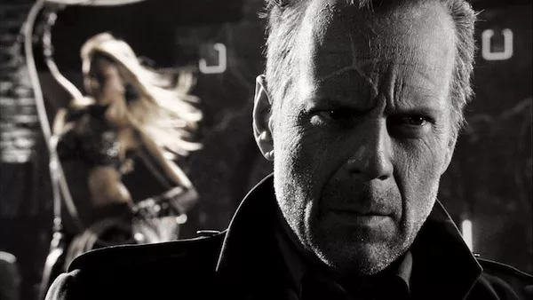 IT'S A DRAW: Frank Miller's original artwork is brought to life by Bruce Willis and Jessica Alba in Sin City. (Photos: Miramax)