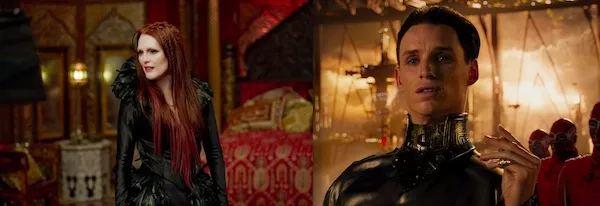 Julianne Moore in Seventh Son and Eddie Redmayne in Jupiter Ascending (Photos: Seventh: Universal / Jupiter: Warner)