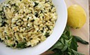Recipe: Lemon & Basil Orzo with Goat Cheese & Pine Nuts