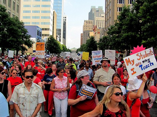 Moral Monday protesters gather in Raleigh in July.