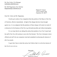 Patrick Cannon has resigned as Charlotte's mayor
