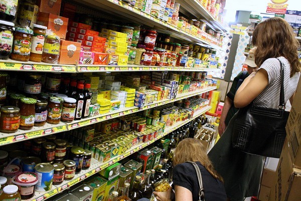 Perusing all the choices at the Lebanese market