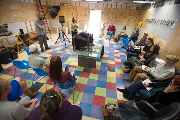 Photographer and TLF member Troy Tomlinson gives a wet plate demonstration in the new space. - DEBORAH TRIPLETT