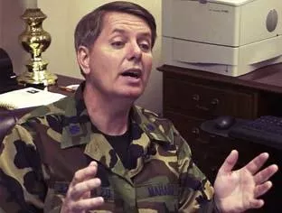 Sen. Lindsey Graham in his neat camo uniform outfit