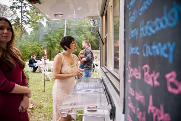 The author at her rehearsal dinner, catered by Roots Food Truck - CAT PENNENGA PHOTOGRAPHY