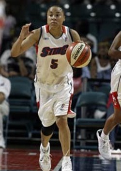 KENT SMITH/NBA E/GETTY IMAGES - The Charlotte Sting take on the Indiana Fever Thursday at the Charlotte Coliseum