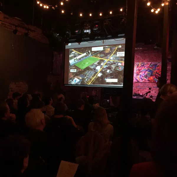 The Evening Muse was packed with NoDa neighbors interested to hear what may be coming to NoDa