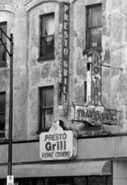 RADOK - The original Presto Grill sign has been a landmark on - Trade Street for many years