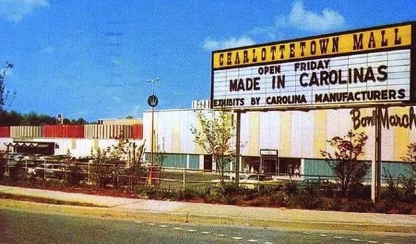 This promotional postcard touted Charlottetown Malls relaxed shopping and whopping 40 stores under one roof.