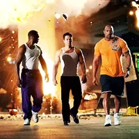 THREE KINGS: Adrian (Anthony Mackie), Daniel (Mark Wahlberg) and Paul (Dwayne Johnson) seek to improve their lots in life in Pain &amp; Gain. (Photo: Paramount)